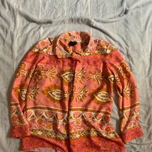 NWOT Like New Alex Marie Pink and Orange Floral Blouse xl and Matching Pants 16